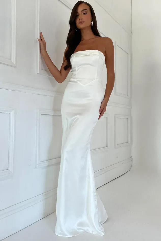 Meshki Maxi Dresses Women Kaitlin Strapless Gown 8211 White White