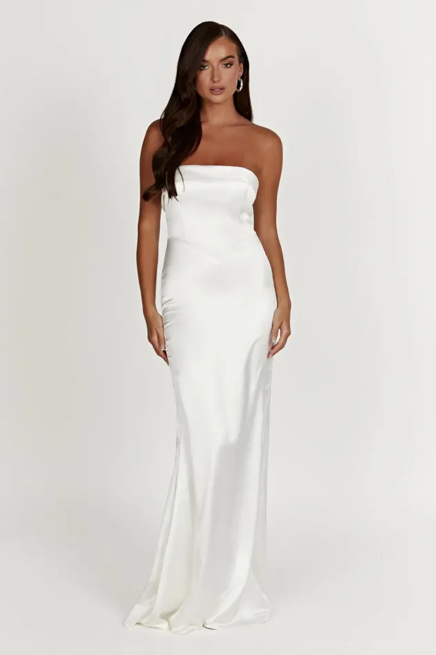 Meshki Maxi Dresses Women Kaitlin Strapless Gown 8211 White White