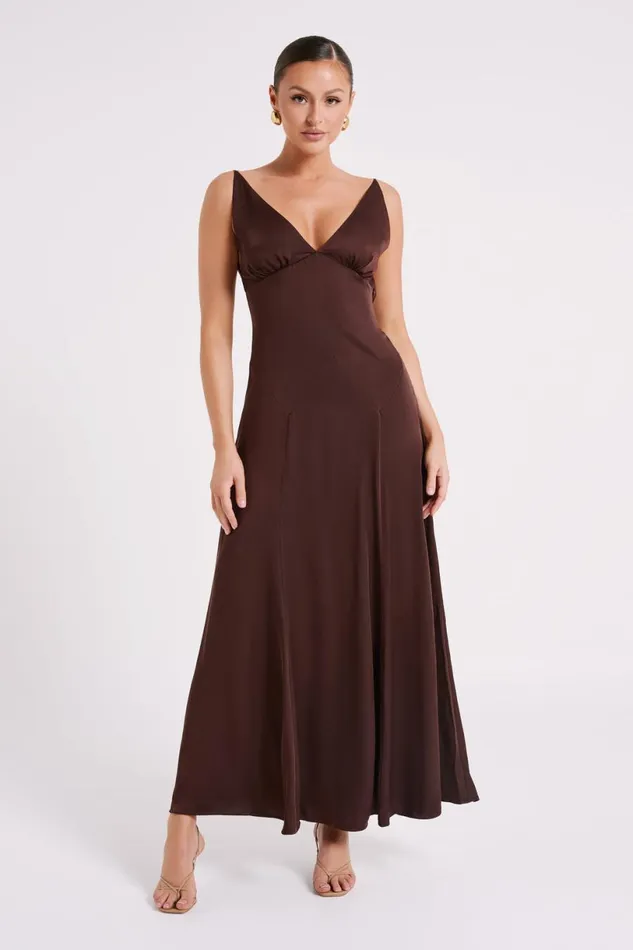 Meshki Maxi Dresses Women Kamala Low Back Satin Maxi Dress 8211 Dark Chocolate Darkchocolate Meshki Maxi Dresses Women Kamala Low Back Satin Maxi Dress 8211 Dark Chocolate Darkchocolate