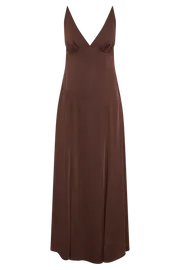 Meshki Maxi Dresses Women Kamala Low Back Satin Maxi Dress 8211 Dark Chocolate Darkchocolate