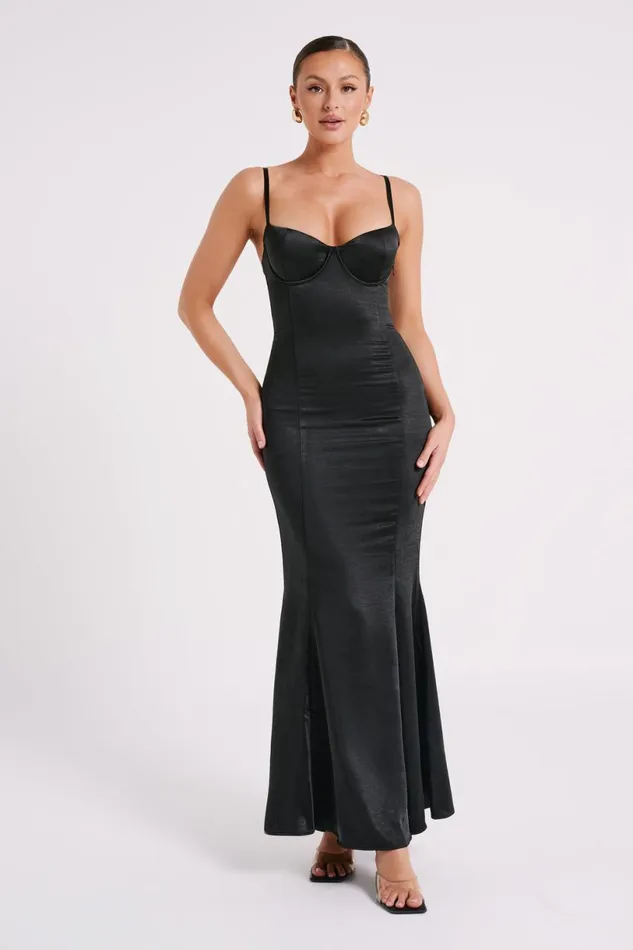 Meshki Maxi Dresses Women Katya Cupped Satin Maxi Dress 8211 Black Black
