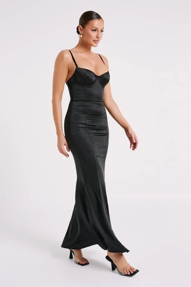 Meshki Maxi Dresses Women Katya Cupped Satin Maxi Dress 8211 Black Black