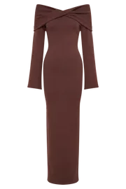 Meshki Maxi Dresses Women Kenny Long Sleeve Knit Dress 8211 Chocolate Chocolate