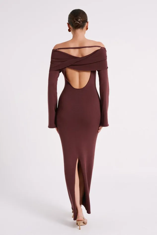 Meshki Maxi Dresses Women Kenny Long Sleeve Knit Dress 8211 Chocolate Chocolate