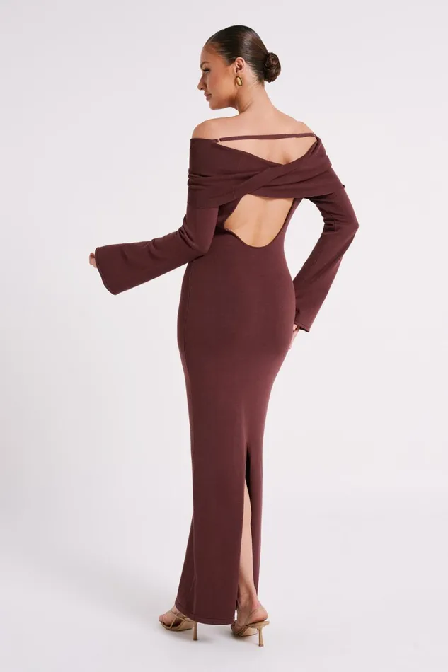 Meshki Maxi Dresses Women Kenny Long Sleeve Knit Dress 8211 Chocolate Chocolate