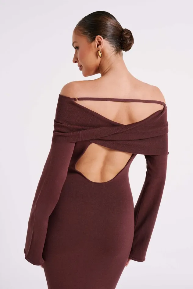 Meshki Maxi Dresses Women Kenny Long Sleeve Knit Dress 8211 Chocolate Chocolate