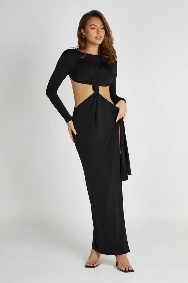 Meshki Maxi Dresses Women Kiandra Slinky Knot Maxi Dress 8211 Black Black