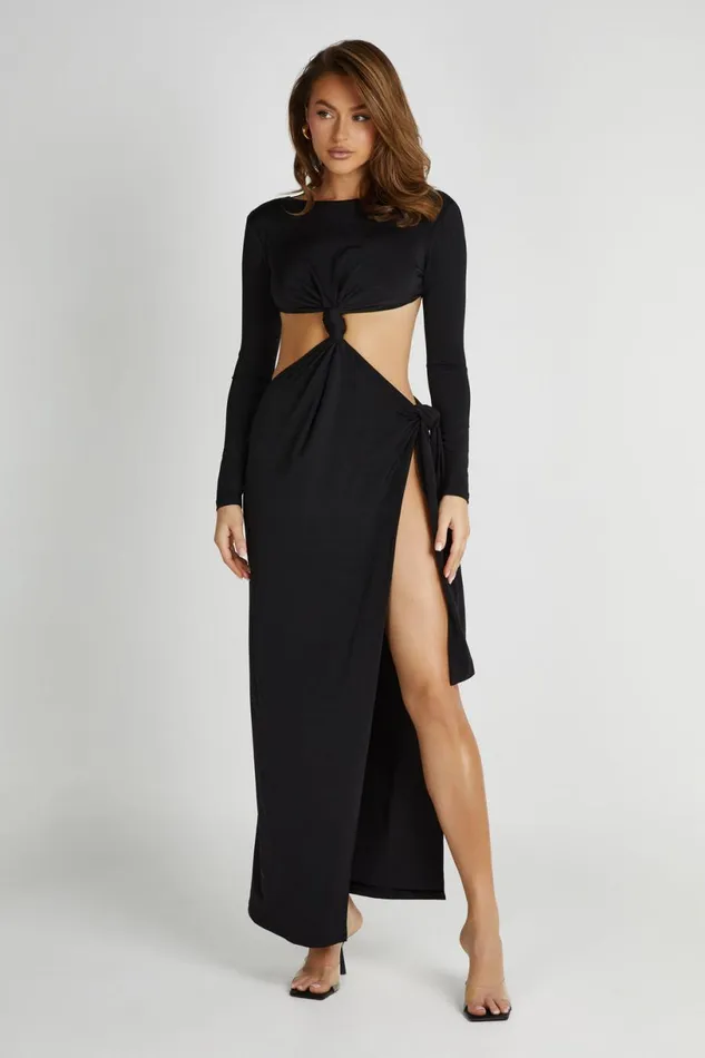 Meshki Maxi Dresses Women Kiandra Slinky Knot Maxi Dress 8211 Black Black