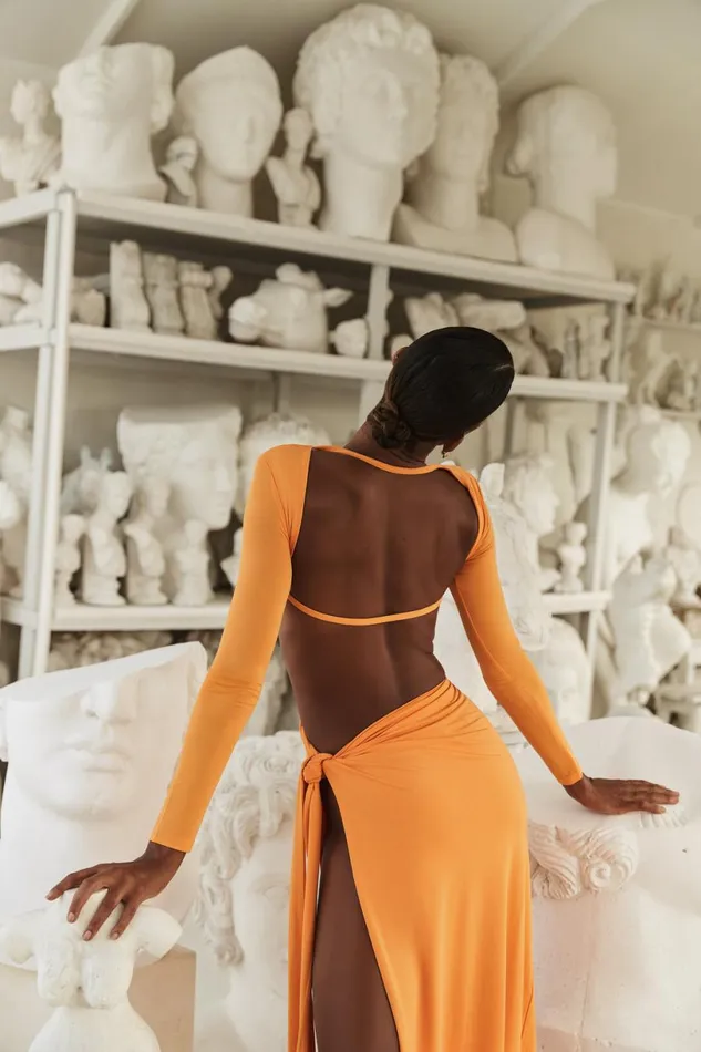 Meshki Maxi Dresses Women Kiandra Slinky Knot Maxi Dress 8211 Orange Orange Meshki Maxi Dresses Women Kiandra Slinky Knot Maxi Dress 8211 Orange Orange