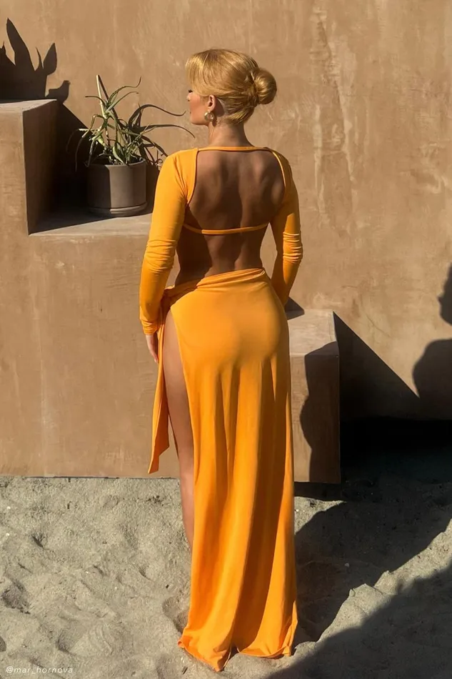Meshki Maxi Dresses Women Kiandra Slinky Knot Maxi Dress 8211 Orange Orange