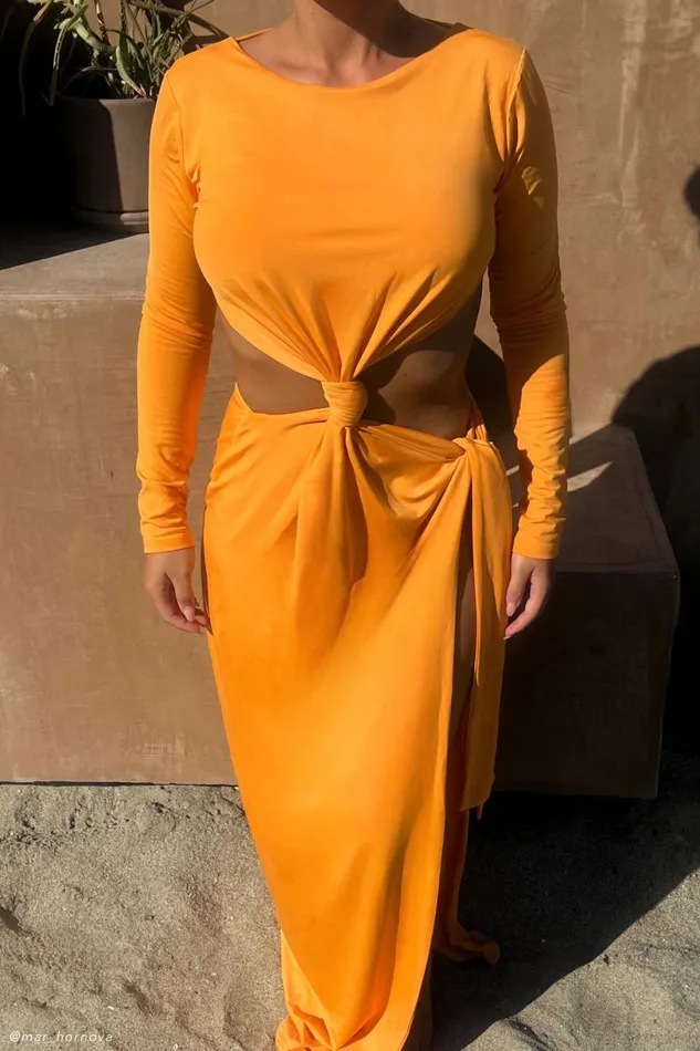Meshki Maxi Dresses Women Kiandra Slinky Knot Maxi Dress 8211 Orange Orange