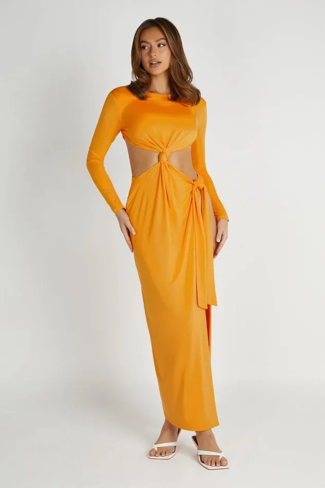 Meshki Maxi Dresses Women Kiandra Slinky Knot Maxi Dress 8211 Orange Orange