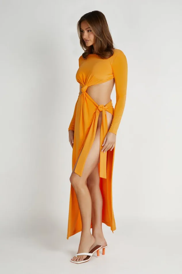 Meshki Maxi Dresses Women Kiandra Slinky Knot Maxi Dress 8211 Orange Orange