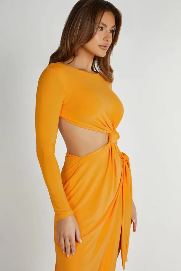 Meshki Maxi Dresses Women Kiandra Slinky Knot Maxi Dress 8211 Orange Orange