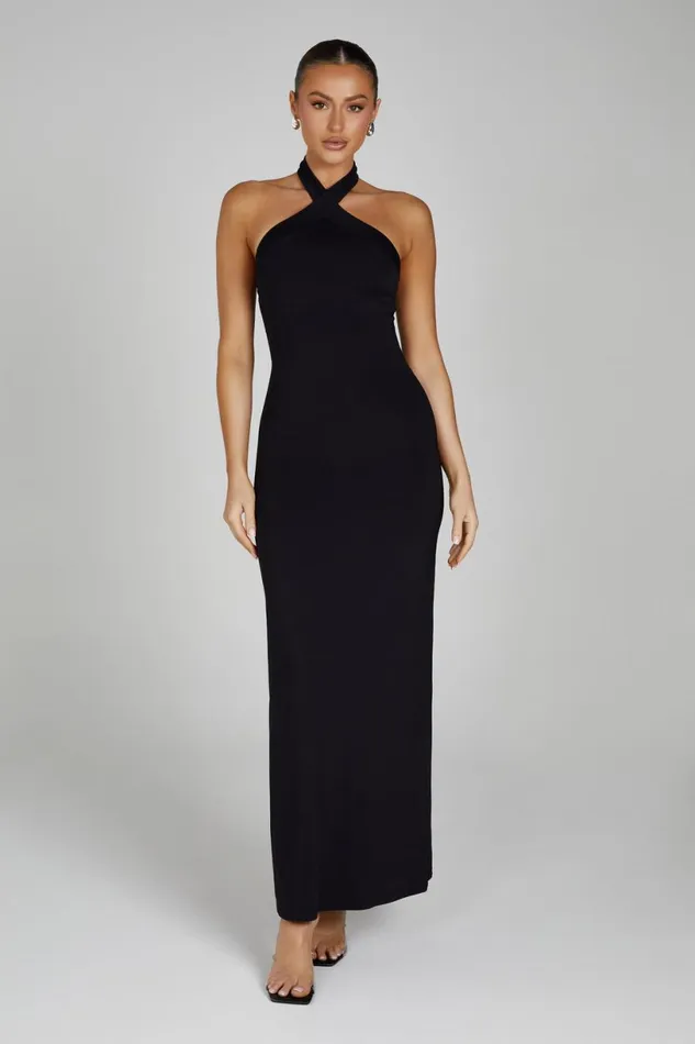 Meshki Maxi Dresses Women Kimberley Recycled Nylon Halter Maxi Dress 8211 Black Black Meshki Maxi Dresses Women Kimberley Recycled Nylon Halter Maxi Dress 8211 Black Black