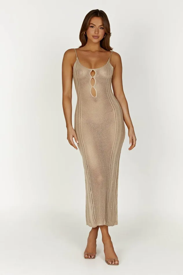 Meshki Maxi Dresses Women Lily Mixed Yarn Maxi Dress 8211 Taupe Taupe