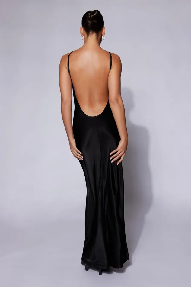 Meshki Maxi Dresses Women Lucia Satin Cut Out Maxi Dress 8211 Black Black