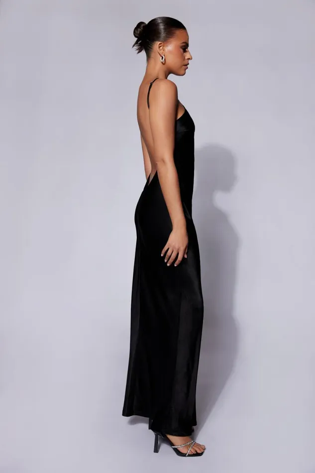 Meshki Maxi Dresses Women Lucia Satin Cut Out Maxi Dress 8211 Black Black