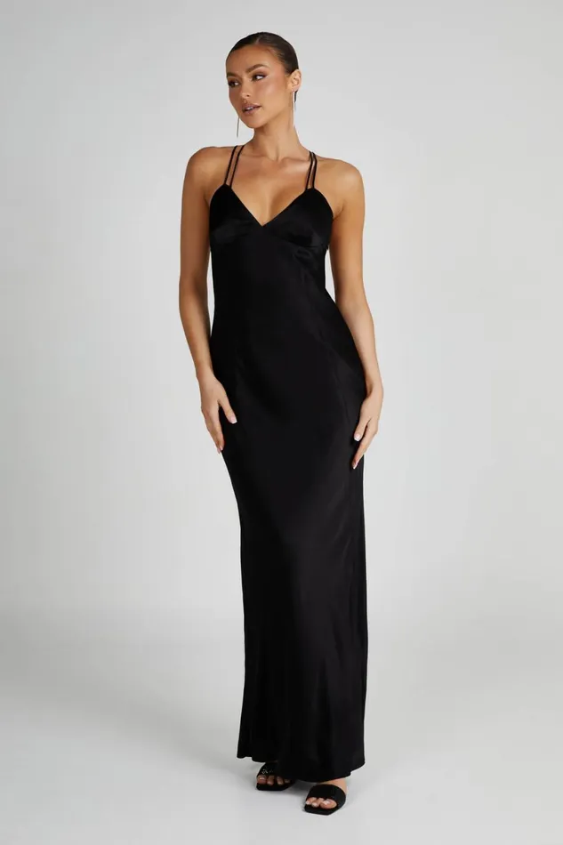 Meshki Maxi Dresses Women Makari Satin Maxi Dress 8211 Black Black