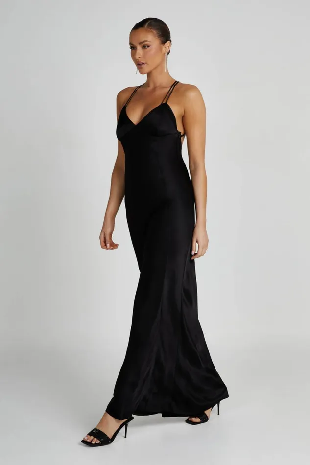 Meshki Maxi Dresses Women Makari Satin Maxi Dress 8211 Black Black