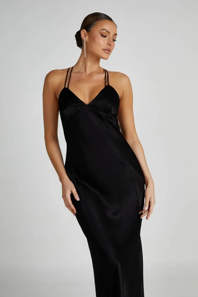 Meshki Maxi Dresses Women Makari Satin Maxi Dress 8211 Black Black