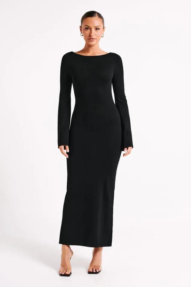 Meshki Maxi Dresses Women Marleigh Flare Sleeve Knit Maxi Dress 8211 Black Black Meshki Maxi Dresses Women Marleigh Flare Sleeve Knit Maxi Dress 8211 Black Black