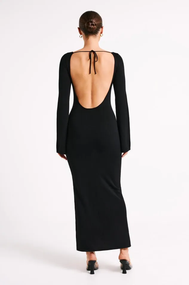 Meshki Maxi Dresses Women Marleigh Flare Sleeve Knit Maxi Dress 8211 Black Black