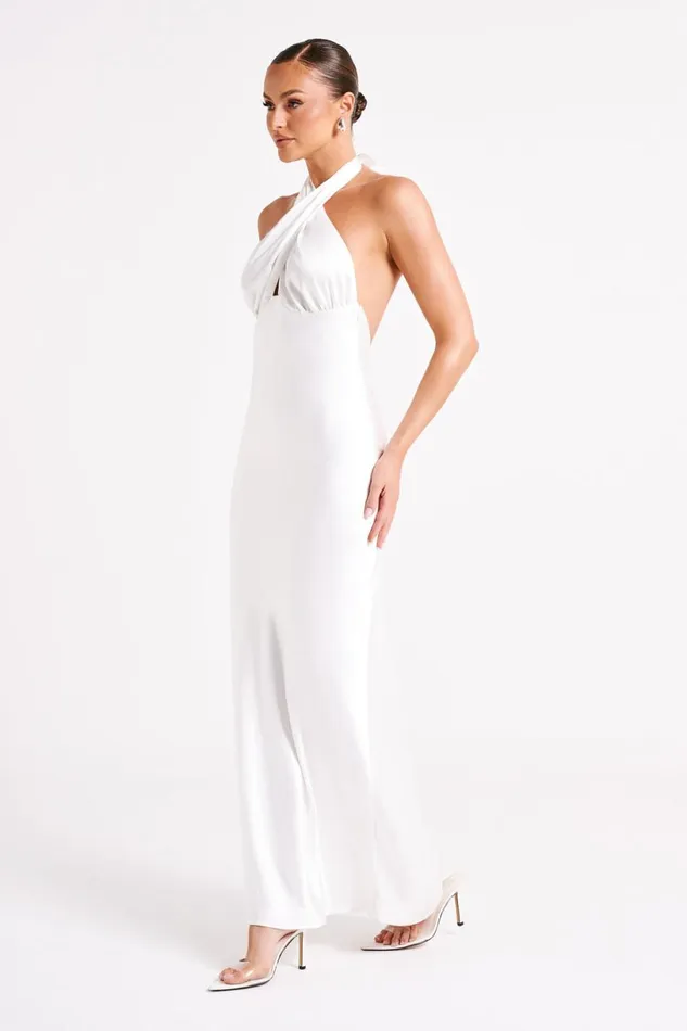 Meshki Maxi Dresses Women Marvelle Satin Halter Maxi Dress 8211 White White