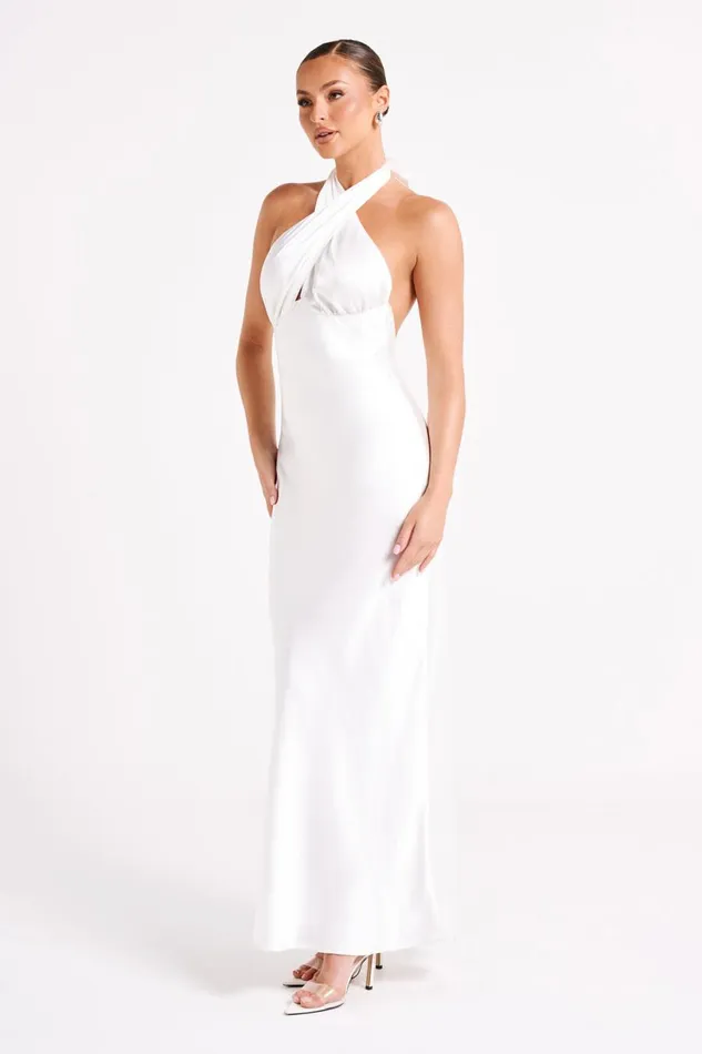 Meshki Maxi Dresses Women Marvelle Satin Halter Maxi Dress 8211 White White