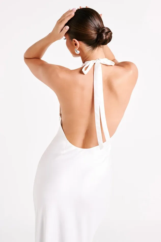 Meshki Maxi Dresses Women Marvelle Satin Halter Maxi Dress 8211 White White
