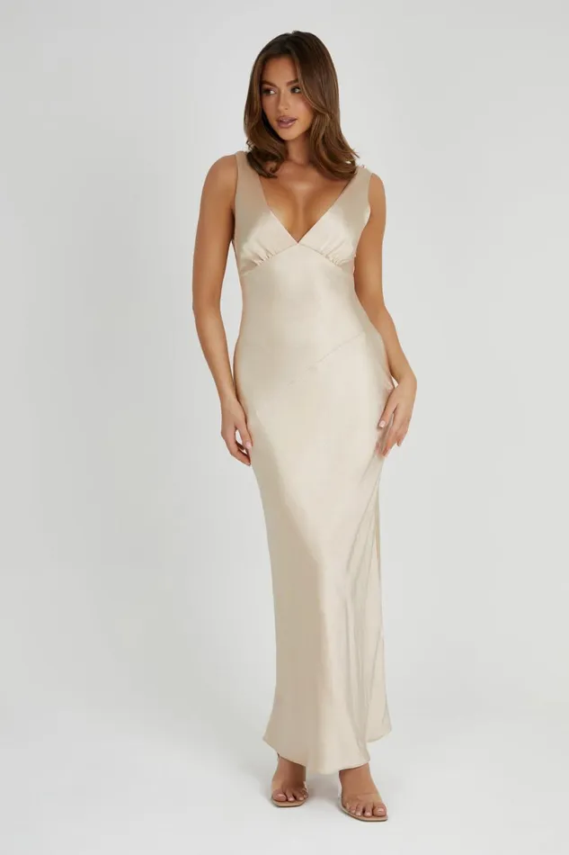 Meshki Maxi Dresses Women Nadia Maxi Satin Dress With Back Cowl 8211 Gold Gold Meshki Maxi Dresses Women Nadia Maxi Satin Dress With Back Cowl 8211 Gold Gold