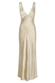 Meshki Maxi Dresses Women Nadia Maxi Satin Dress With Back Cowl 8211 Gold Gold