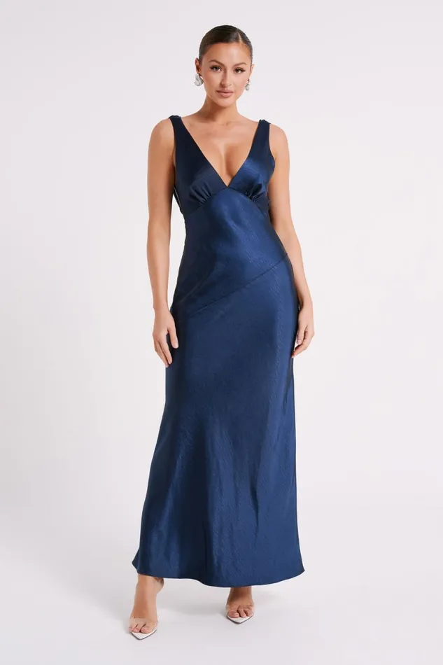 Meshki Maxi Dresses Women Nadia Maxi Satin Dress With Back Cowl 8211 Navy Navy Meshki Maxi Dresses Women Nadia Maxi Satin Dress With Back Cowl 8211 Navy Navy
