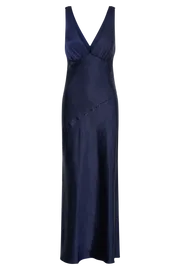 Meshki Maxi Dresses Women Nadia Maxi Satin Dress With Back Cowl 8211 Navy Navy