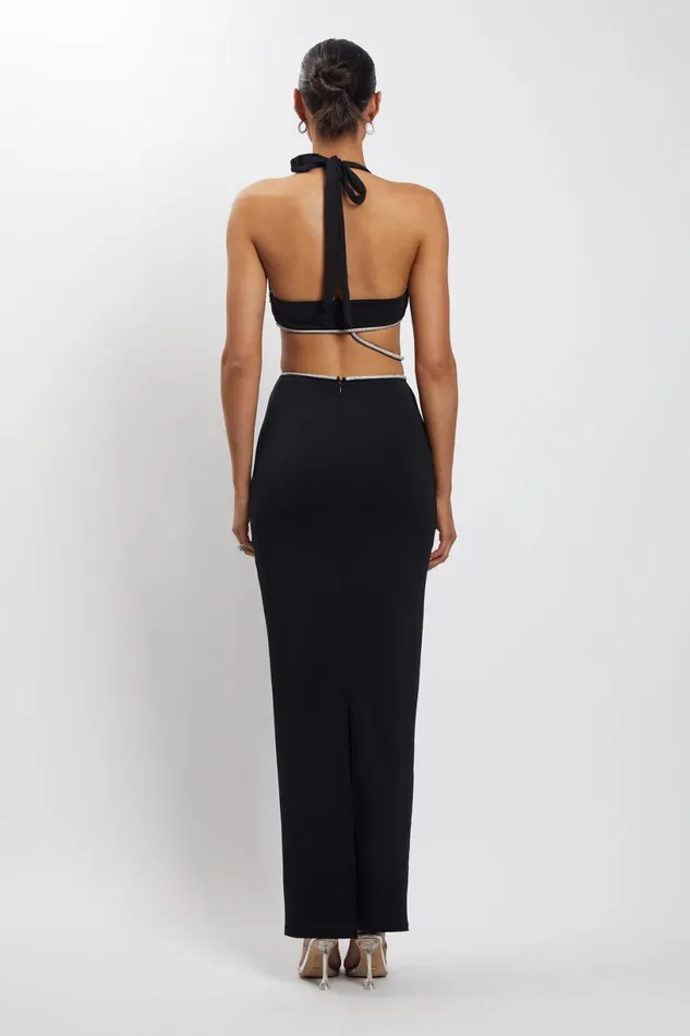 Meshki Maxi Dresses Women Nicha Diamante Cut Out Maxi Dress 8211 Black Black