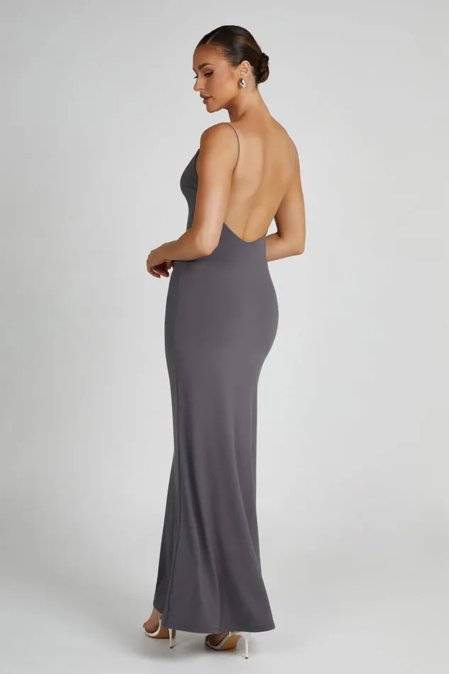 Meshki Maxi Dresses Women Nikkita Recycled Nylon Strappy Maxi Dress 8211 Charcoal Charcoal