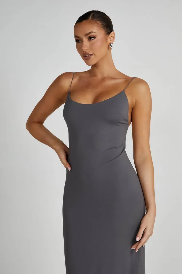 Meshki Maxi Dresses Women Nikkita Recycled Nylon Strappy Maxi Dress 8211 Charcoal Charcoal