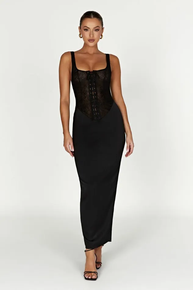 Meshki Maxi Dresses Women Octavia Lace Corset Maxi Dress 8211 Black Black