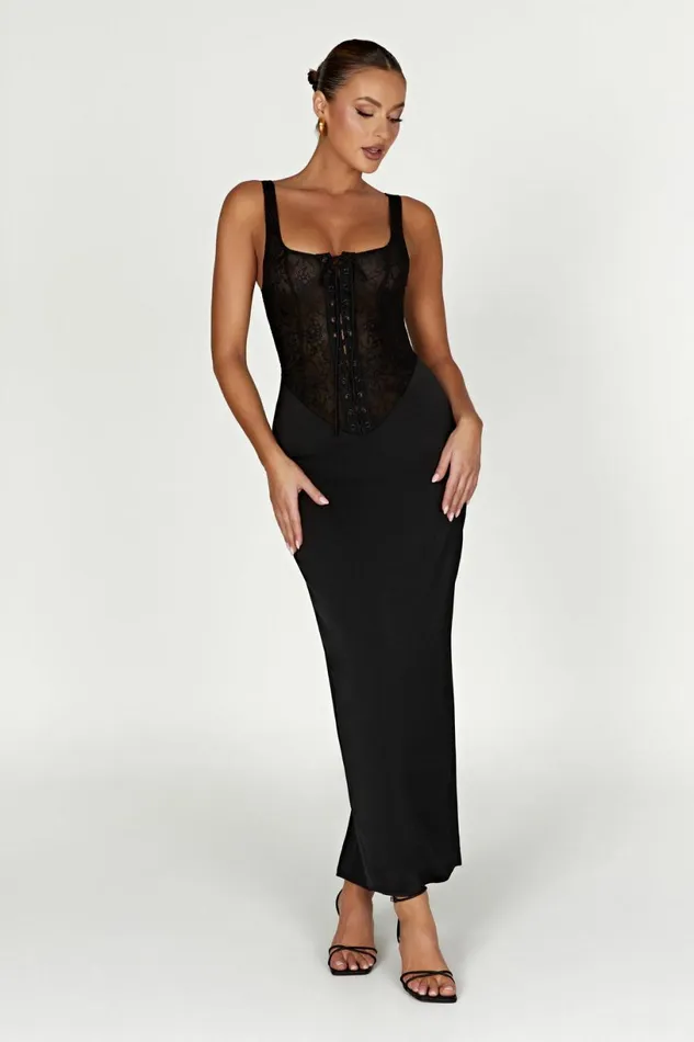 Meshki Maxi Dresses Women Octavia Lace Corset Maxi Dress 8211 Black Black