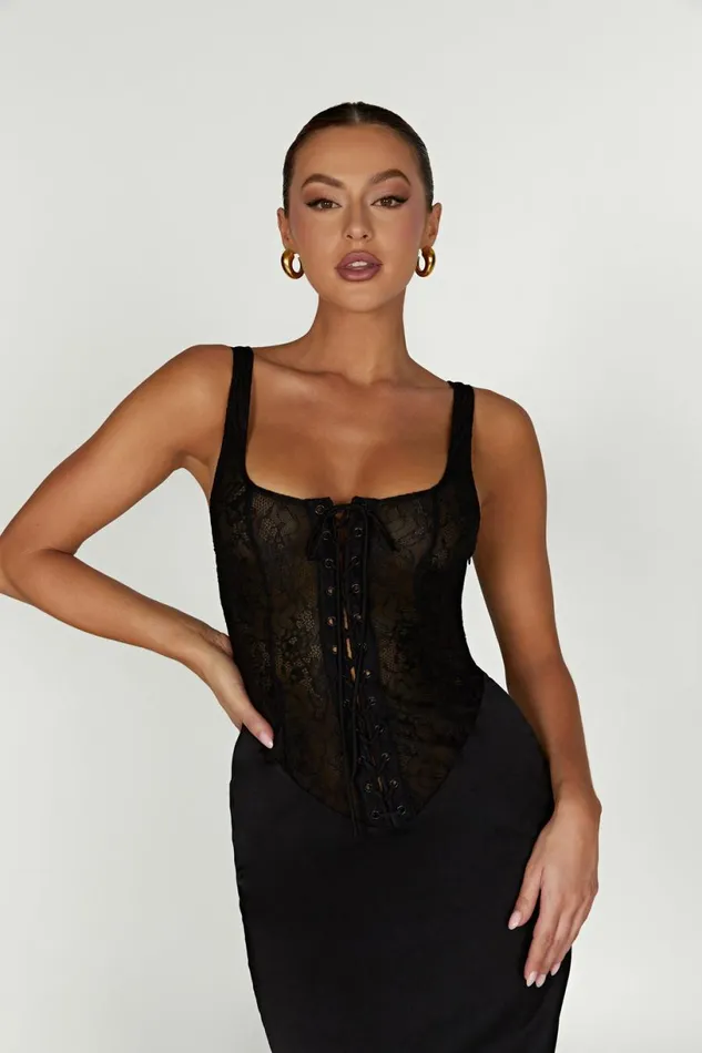 Meshki Maxi Dresses Women Octavia Lace Corset Maxi Dress 8211 Black Black