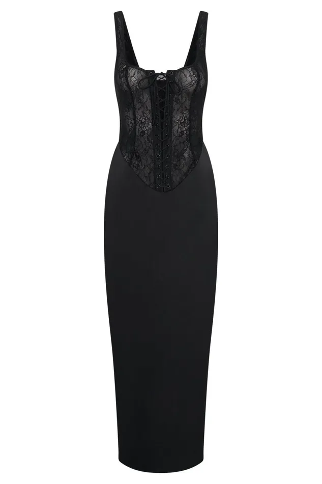 Meshki Maxi Dresses Women Octavia Lace Corset Maxi Dress 8211 Black Black