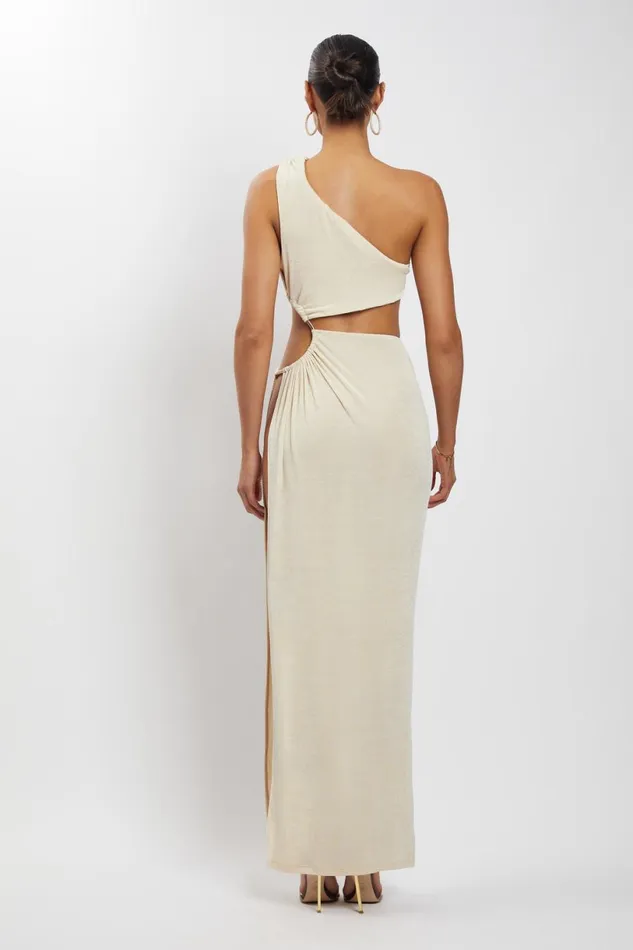 Meshki Maxi Dresses Women Paige Ruched Side Cut Out Maxi Dress 8211 Nude Nude