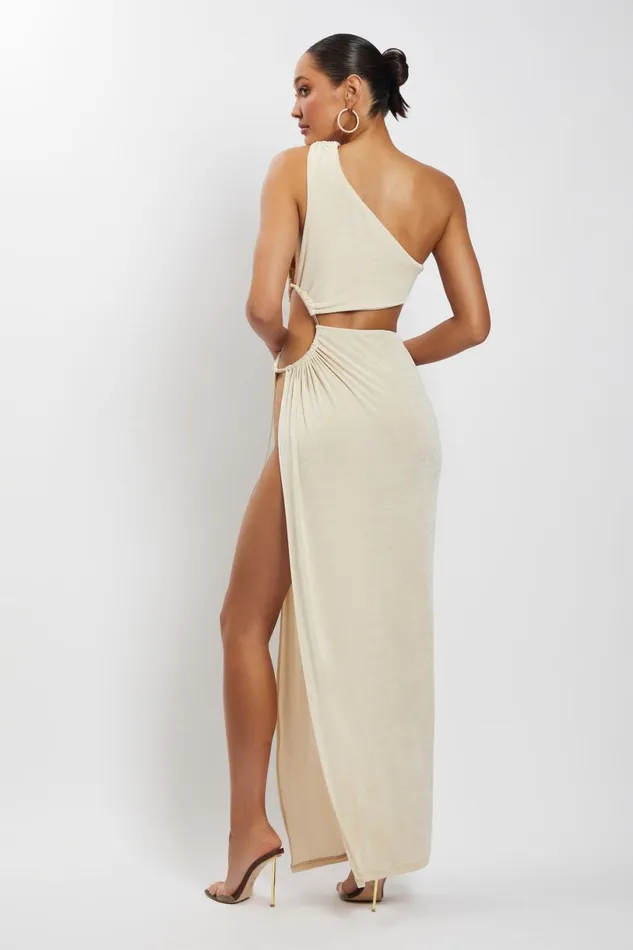 Meshki Maxi Dresses Women Paige Ruched Side Cut Out Maxi Dress 8211 Nude Nude