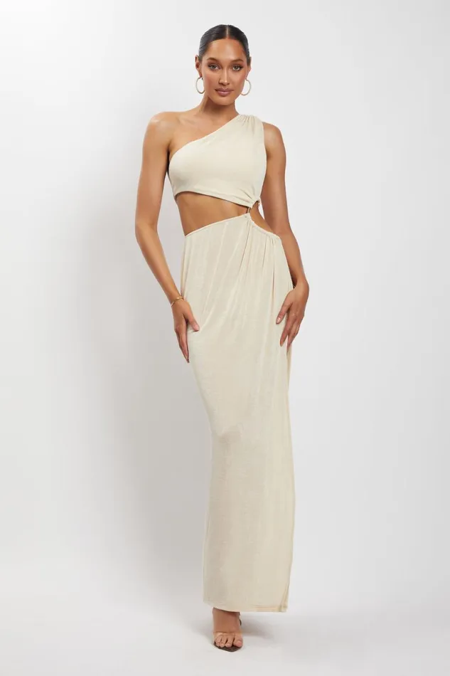 Meshki Maxi Dresses Women Paige Ruched Side Cut Out Maxi Dress 8211 Nude Nude