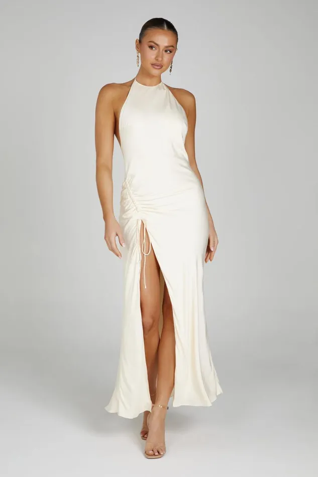 Meshki Maxi Dresses Women Polly Halter Maxi Dress 8211 Bone Bone