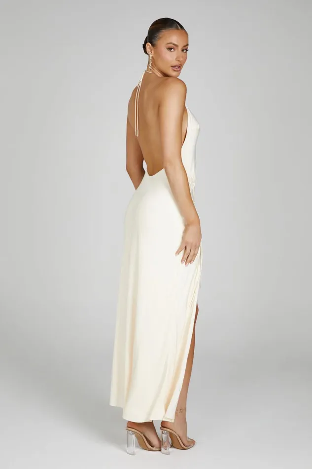 Meshki Maxi Dresses Women Polly Halter Maxi Dress 8211 Bone Bone