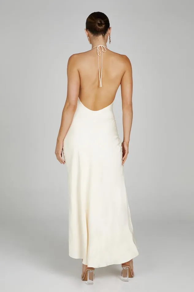 Meshki Maxi Dresses Women Polly Halter Maxi Dress 8211 Bone Bone
