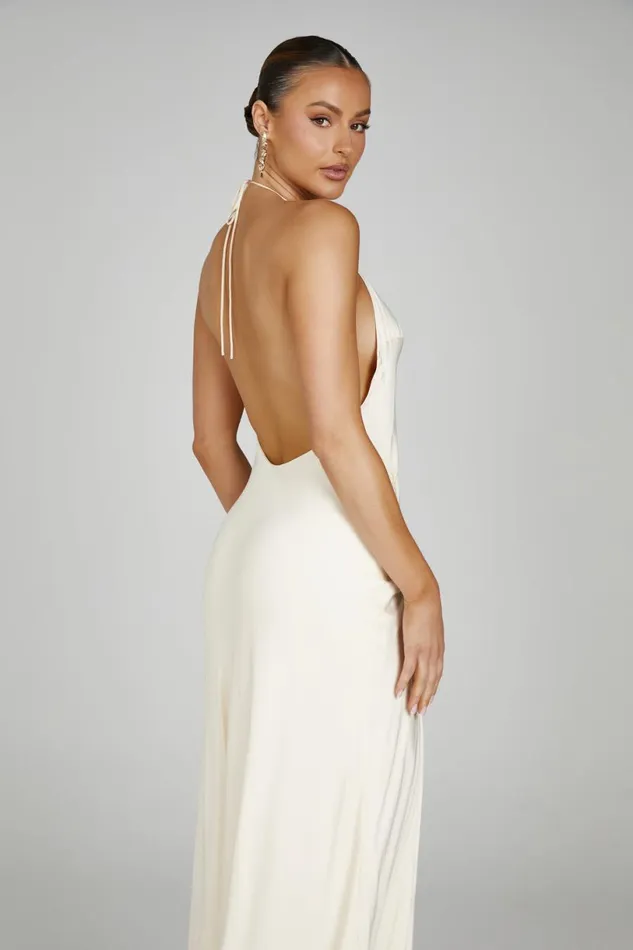 Meshki Maxi Dresses Women Polly Halter Maxi Dress 8211 Bone Bone