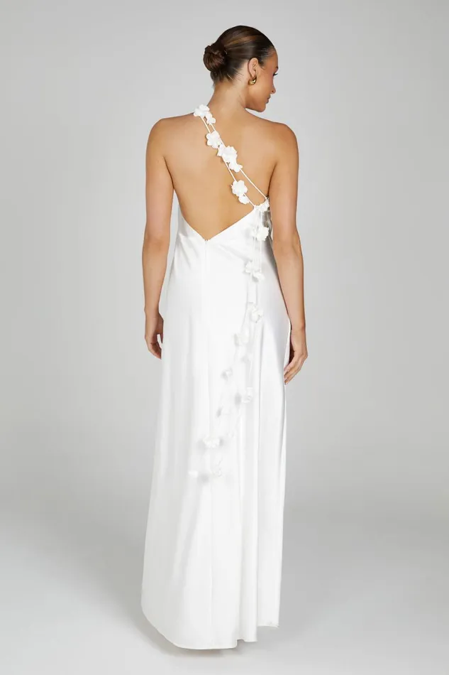 Meshki Maxi Dresses Women Rebecca One Shoulder Rose Maxi Dress 8211 White White
