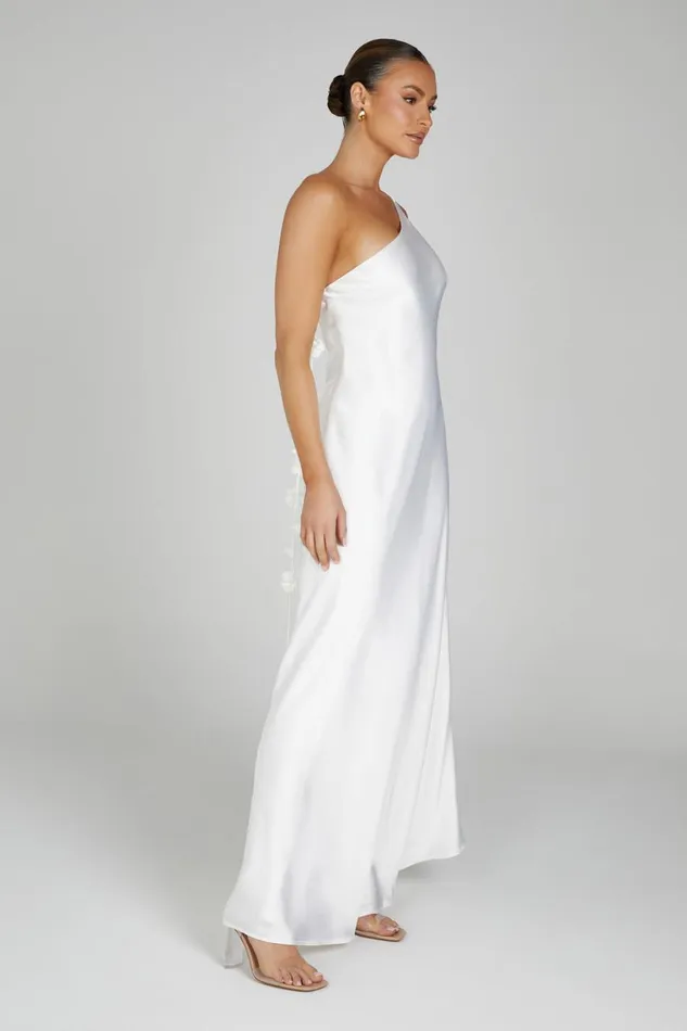 Meshki Maxi Dresses Women Rebecca One Shoulder Rose Maxi Dress 8211 White White